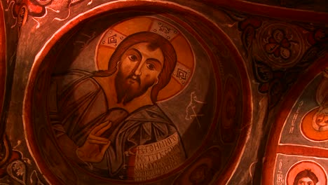 Low-angle-view-of-Christian-painted-ceilings-in-a-cave-near-Cappadocia-Turkey-3