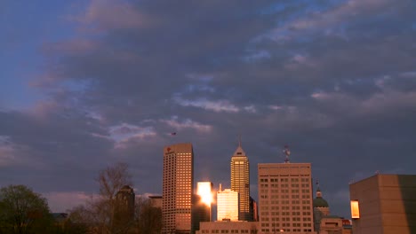 Time-lapse-shot-of-a-storm-arriving-in-a-city-at-dawn
