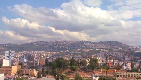 Wide-shot-of-Beirut-Lebanon-with-hillsides-background