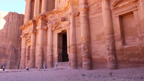Tilt-up-to-the-Monastery-tomb--the-ancient-Nabatean-city-of-Petra-in-Jordan