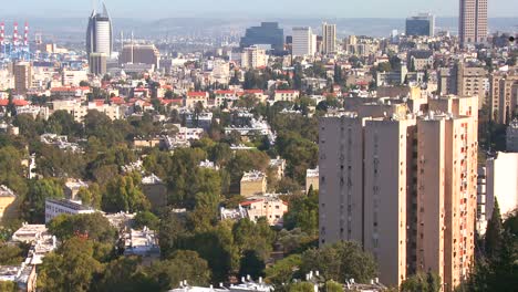 Establishing-shot-overlooking-apartments-and-buildings-in-Haifa-Israel-1