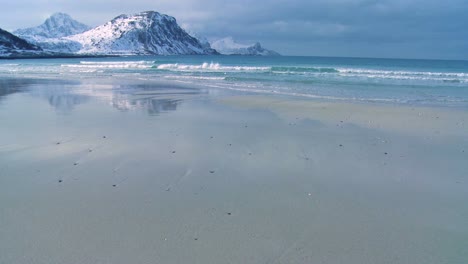 A-beautiful-beach-amidst-fjords-north-of-the-Arctic-Circle-in-Lofoten-Islands-Norway-2