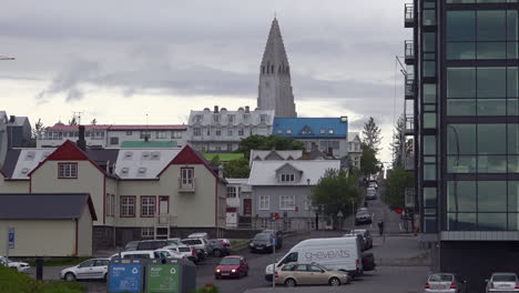 Establishing-shot-of-Reykjavik-Iceland-central-downtown-area