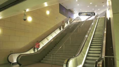 Time-lapse-of-people-moving-up-and-down-escalators