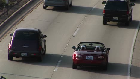 A-sports-car-drives-on-the-interstate