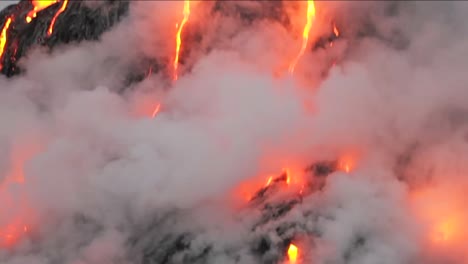 Spectacular-dusk-lava-flow-from-a-volcano-into-ocean-2