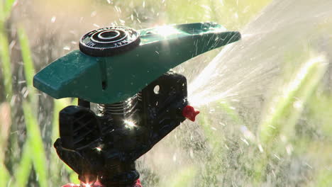 Close-up-of-sprinkler-spraying-water-in-Oak-View-California
