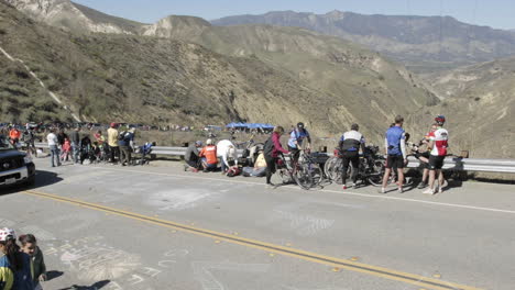 Time-lapse-of-the-peloton-during-the-2007-Tour-of-California-bike-race-passing-over-Balcom-Canyon-near-Santa-Paula-California
