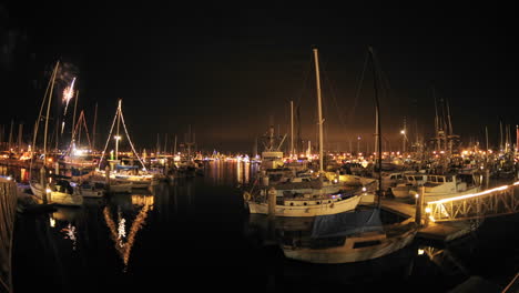 Slow-time-lapse-of-fireworks-at-the-annual-Parade-of-Lights-in-Ventura-Harbor-California