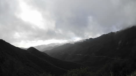 Time-lapse-motion-fast-storm-clouds-clearing-over-the-Santa-Ynez-Mountains-above-Ojai-California