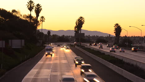 Time-lapse--cars-travel-on-a-freeway-at-sunset-or-dusk-8
