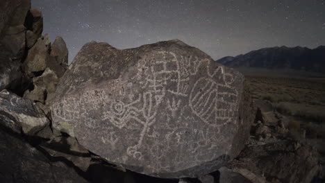 Dolly-shot-time-lapse-at-night-of-a-sacred-Owens-Valley-Paiute-petroglyph-site-in-the-Eastern-Sierras-California-3