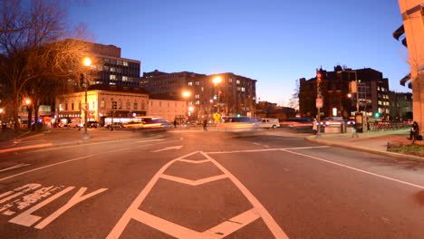 Motion-time-lapse-of-rush-hour-traffic-crossing-over-in-Dupont-Circle-in-Washington-DC