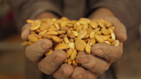 Hands-hold-dried-almonds-in-a-factory-in-Afghanistan