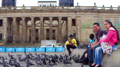 Pigeons-crowd-Plaza-Bolivar-in-downtown-Bogota-Colombia