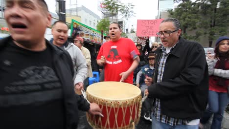 Native-Americans-pound-drums-in-Hollywood-marching-and-chanting-against-the-Dakota-access-pipeline