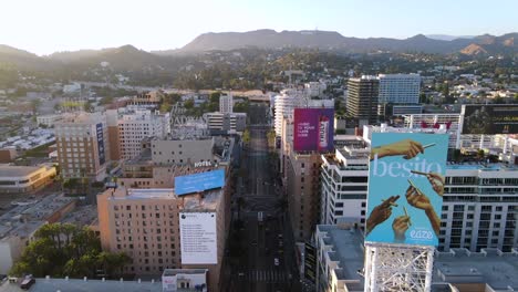 An-Excellent-Aerial-Shot-Of-Downtown-Los-Angeles-California-Leading-Up-To-The-Capitol-Records-Building