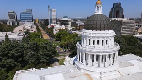 An-Excellent-Aerial-Shot-Of-The-Dome-Of-The-Capitol-Building-In-Sacramento-California