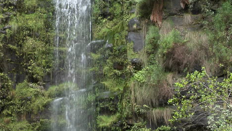 A-Tall-Waterfall-Spills-Down-A-Cliff-In-A-Tropical-Jungle