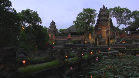 A-Beautiful-Balinese-Temple-Has-A-Pond-Of-Lily-Pads-In-Front