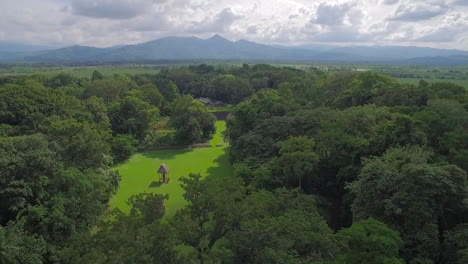 Great-vista-aérea-shot-over-the-Tikal-pyramids-in-Guatemala