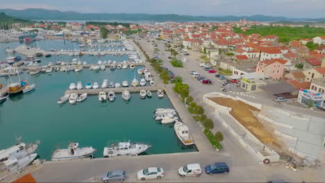 Aerial-over-a-coastal-fishing-village-in-Croatia