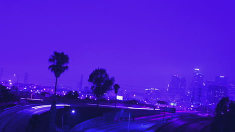 Ausgezeichnete-Aufnahme-Von-Dichtem-Verkehr-Auf-Einer-Belebten-Autobahn-In-Los-Angeles-Bei-Nacht