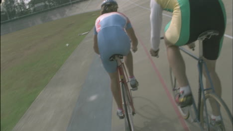 Bicyclists-compete-on-a-circuit-track-2