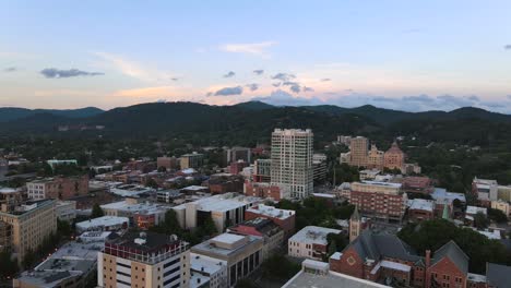 Aerial-Over-Downtown-Asheville-North-Carolina-At-Dusk-3