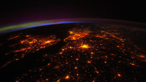 The-International-Espacio-Station-Flies-Over-Western-Europe-At-Night