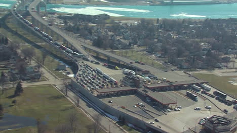 Aerials-Over-The-Canada-Us-Border-At-Port-Huron-And-The-Blue-Water-Bridge