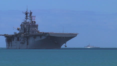 A-Us-Aircraft-Carrier-Bonhomme-Richard-Sails-Into-Port-Near-Hawaii