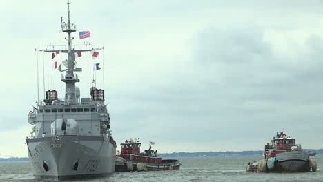 A-French-Navy-Vessel-Sails-On-The-Ocean