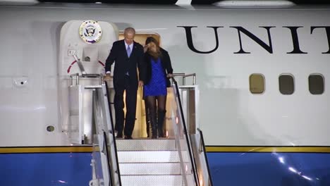 Vice-President-Joe-Biden-Emerges-From-Air-Force-One-At-Night