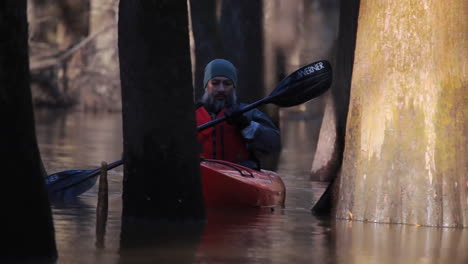 Various-Shots-Of-Kayakers-Paddling-Through-The-Congaree-National-Park-Wilderness-In-South-Carolina-2