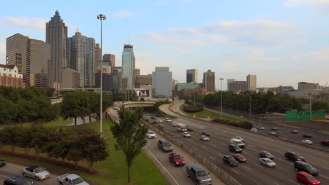 Wide-angle-view-of-freeways-and-Atlanta-Georgia-skyline-distant