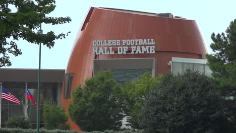 Establishing-shot-of-the-College-Football-Hall-of-Fame-in-Atlanta-Georgia
