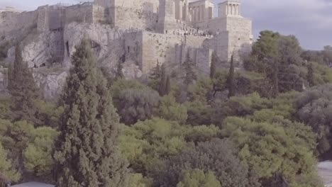 Gute-Drohnenluftaufnahme-Der-Parthenon-Akropolis-In-Athen-Griechenland-Griechische-Architektur