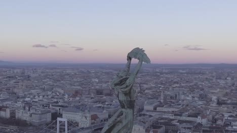Beautiful-Aerial-Of-The-Liberty-Statue-And-Cityscape-Of-Budapest-Hungary-2