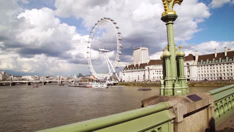 Walking-Across-London-Bridge-Westminster-And-The-London-Eye-Ferris-Wheel-Along-The-Thames