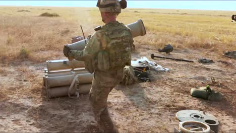 Artillery-And-Communications-Equipment-Are-Set-Up-By-American-Soldiers-Stationed-In-Punjiha-Iraq