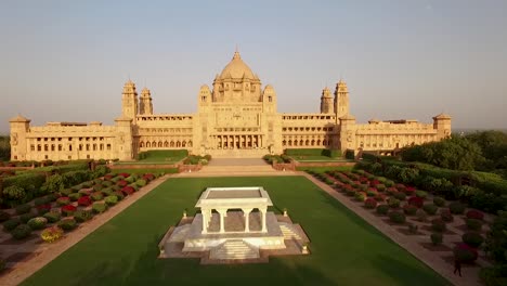 An-aerial-view-shows-the-Umaid-Bhawan-Palace-and-its-grounds-in-Jodhpur-India-with-special-focus-on-its-trees