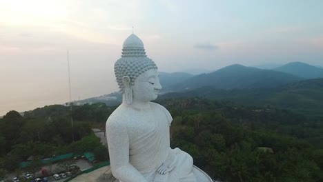 An-aerial-view-shows-The-Great-Buddha-of-Phuket-located-in-Phuket-Thailand-at-sunset