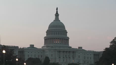 A-pan-from-street-lamps-to-the-Capitol-Building-in-Washington-DC-at-dusk
