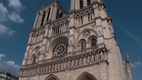 Handheld-tilt-up-Notre-Dame-Cathedral-Paris-France