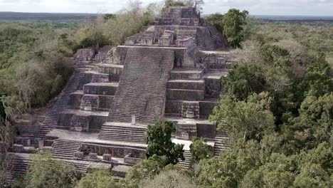 Beautiful-aerial-flying-towards-the-mayan-Calakmul-Temple-in-the-Mexican-Yucatan