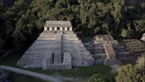 An-excellent-aerial-view-over-Palenque-Mayan-pyramids-in-Mexico