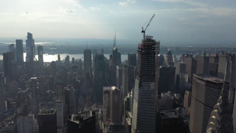 An-aerial-view-shows-skyscrapers-off-42nd-Street-in-New-York-City-New-York