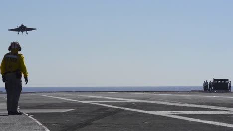 Various-Jets-Land-On-The-Deck-Of-An-Aircraft-Carrier