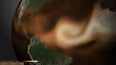 Eine-Globale-Visualisierung-Massiver-Staubwolken-Aus-Der-Sahara,-Die-Sich-über-Die-Erde-Bewegen